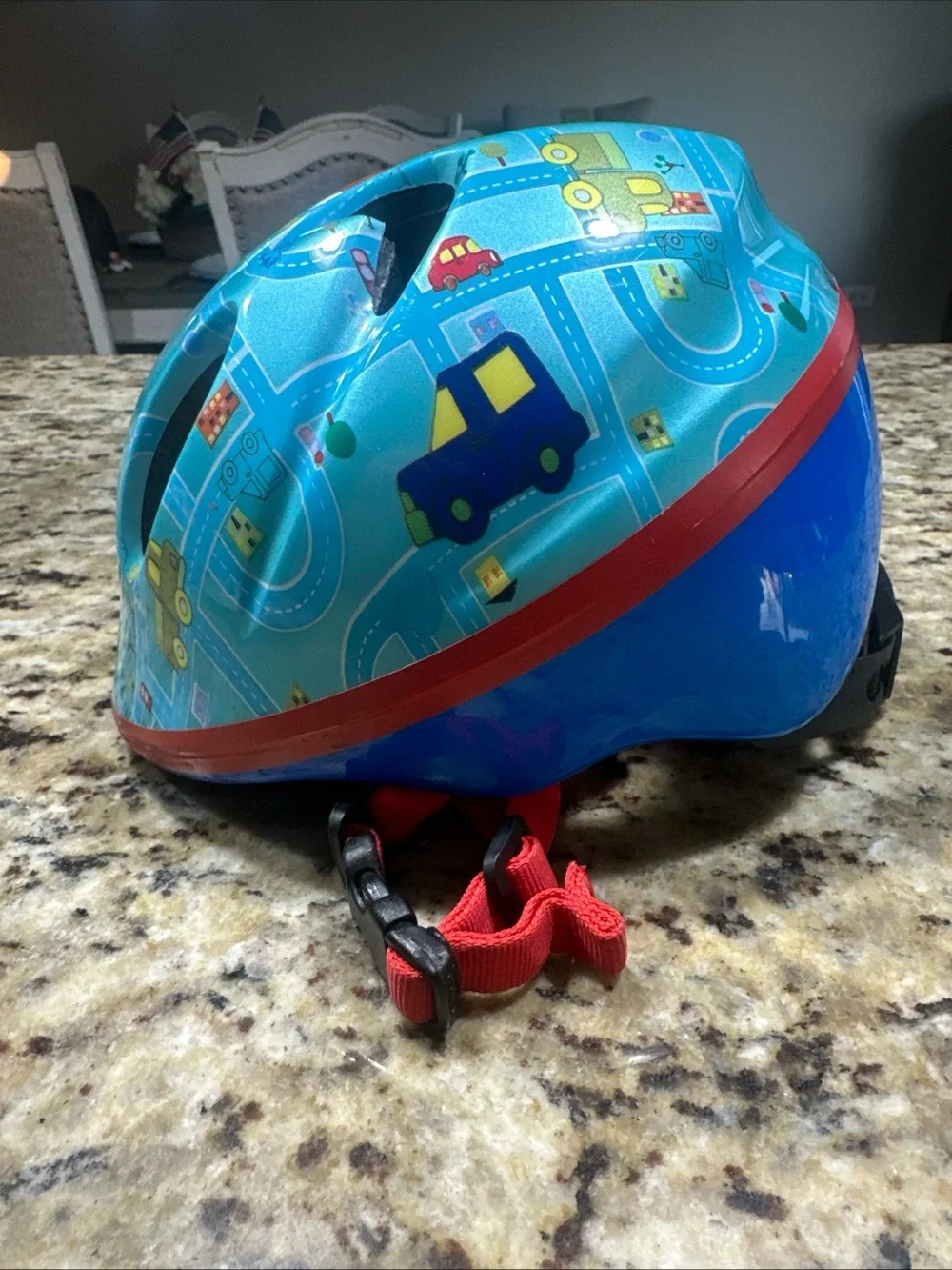 Schwinn Kids' Blue Road-Map Pattern Bike Helmet. Size best for ages 1-3